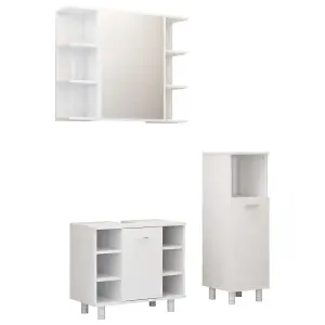 Berkfield 3 Piece Bathroom Furniture Set White Engineered Wood