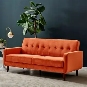 Clarence 2-Seater Sofa Burnt Orange Velvet, Two-Seater Orange Fabric Sofa - Daals - Sofas