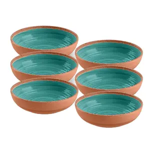 Purely Home Rustic Swirl Turquoise Melamine Bowls - Set of 6