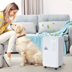 HOMCOM 2L Portable Quiet Dehumidifier, 12L/Day Electric Air De-Humidifier