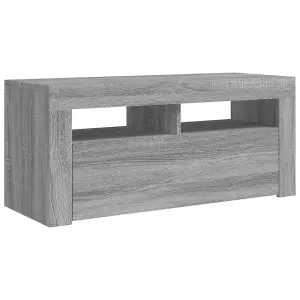 Berkfield TV Cabinet with LED Lights Grey Sonoma 90x35x40 cm