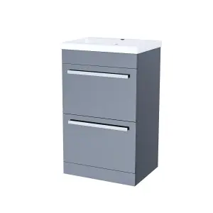 Nes Home Nanuya 500mm Floorstanding 2 Drawer Vanity Basin Unit Steel Grey