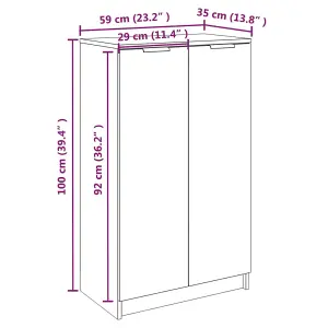 Berkfield Shoe Cabinet Grey Sonoma 59x35x100 cm Engineered Wood