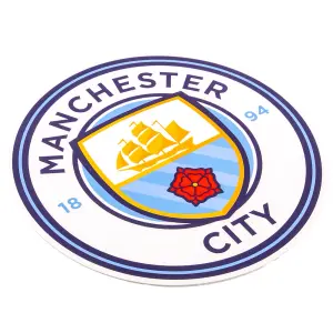 Manchester City FC Crest Car Sticker White/Sky Blue/Gold (One Size)