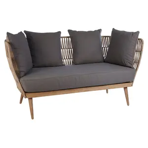 Interiors by Premier 2 Seat Rope Sofa,  Sustainable Rope Garden Sofa, Easy to Clean Grey Outdoor Sofa, Back & Armrest Rope Sofa