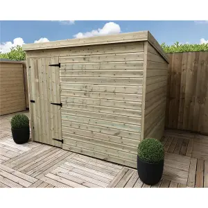 7 x 5 Pressure Treated T&G Pent Wooden Bike Store / Wooden Garden Shed + Single Door (7' x 5' / 7ft x 5ft) (7x5)