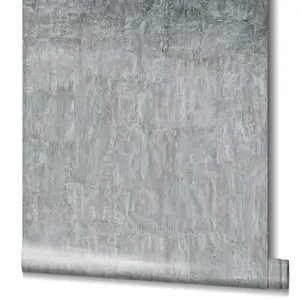 Galerie Air Collection Grey Torn Bark Sheen Textured  Wallpaper Roll