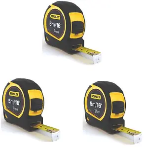 Stanley 0-30-696 5M Tape Measure 5 Meter 16ft Tylon Pack of 3 STA130696 1-30-696