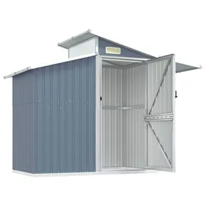 Garden Shed 270x130x208.5 cm Galvanised Steel Bin Shed Grey