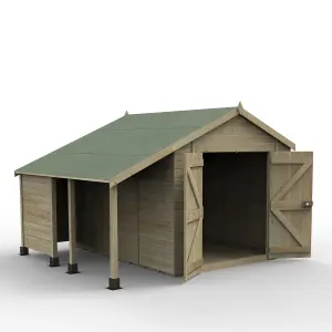 Timberdale 10x8 Apex Shed No Window - Double Door With Log Store