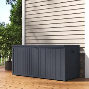 4 x 2 ft Grey Lockable Waterproof Plastic Large Outdoor Garden Storage Box 430L Flat Top