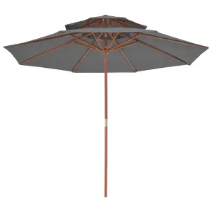 Berkfield Double Decker Parasol with Wooden Pole 270 cm Anthracite