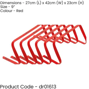 6 PACK 9 Inch Flat Training Hurdles - Flexible Football Footwork Jump Drill Kit