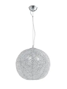 Luminosa ASTRA 3 Light Dome Pendant Ceiling Light Chrome, Crystals 45x47cm