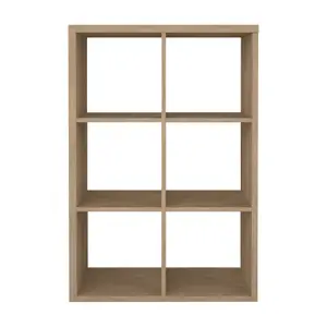 GoodHome Mixxit Natural oak effect Freestanding 6 shelf Rectangular Shelving unit, (H)1080mm (W)735mm