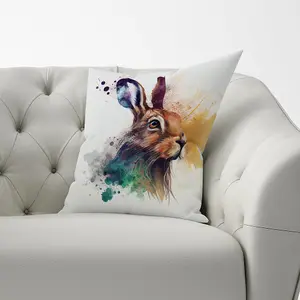 Hare Close Up Splashart Cushions 60cm x 60cm