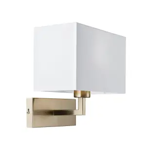 Pulfrey Satin Nickel with White Rectangular Shade Modern 1 Light Wall Light