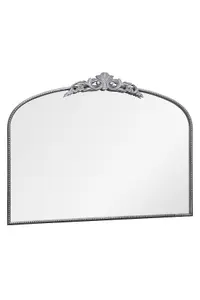 MirrorOutlet The Crown - Silver Metal Framed Classic Arched Wall Mirror with Feature Crown 40" X 31" (102CM X 80CM)