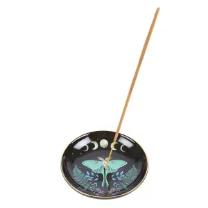 Something Different Ceramic Luna Moth Incense Holder Black/Green (One Size)