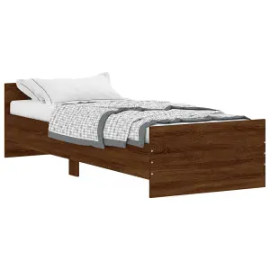 Berkfield Bed Frame Brown Oak 75x190 cm Small Single Engineered Wood