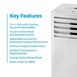 Igenix IG9909 9000 BTU 3-in-1 Portable Air Conditioner, White