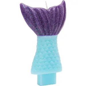 Amscan Wishes Mermaid Tail Birthday Candle Purple/Blue (One Size)