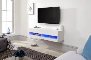 GFW Galicia 120cm Wall TV Unit with LED White