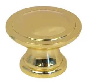 Polished Zinc alloy Brass effect Round Furniture Knob (Dia)34.3mm