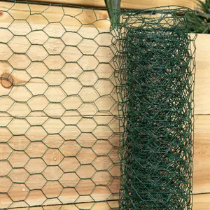 5m x 0.6m x 25mm Green PVC Coated Galvanised Chicken Garden Wire Netting or Fencing