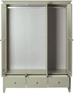 Dunelm Lynton Triple Wardrobe, Farmhouse, Green, Lynton Sage