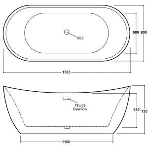 Luxury 1700mm Modern Double Ended Bath