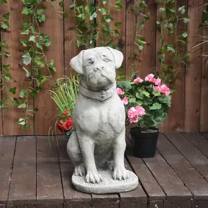 Stone Cast Large Boxer Dog Garden Ornament