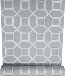 Geometric Light Blue Grey Glitter Textured Heavy Vinyl Premium Wallpaper Thick