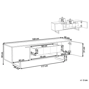 Beliani Rustic TV Stand Light Wood BOISO