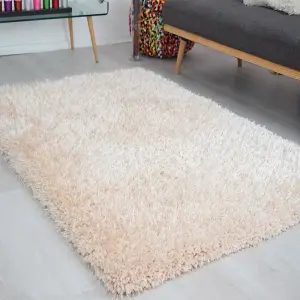 Beige Solid Shaggy Rug - New York