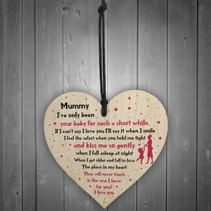 Mummy Gift From Baby New Mummy Gift Wooden Heart Mum Poem Gift From Daughter Son