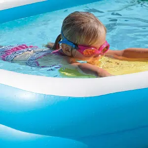 Large Paddling Pool Inflatable - 2.6m Jumbo Family Pool, Blue