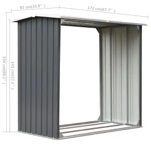 Berkfield Garden Log Storage Shed Galvanised Steel 172x91x154 cm Grey