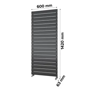 Ximax Vertirad HWH1195600A Anthracite Gas Vertical Designer panel 2584BTU Radiator, (W)600mm x (H)1420mm