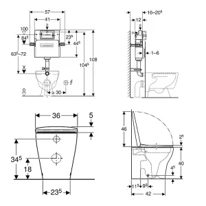 Geberit Selnova Back-to-Wall 4-in-1 Cistern, Flush Plate, Selnova Rimless Pan & Soft Close Seat Pack