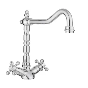 JASSFERRY Vintage French Mixer Tap Traditional Crosshead Handles Chrome