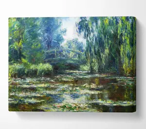 Monet Water Lillies In Monets Garden Canvas Print Wall Art - Medium 20 x 32 Inches