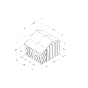 Forest Garden Overlap 8x6 ft Apex Wooden Pressure treated Shed with floor