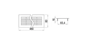 Aluminium vent grill kitchen plinth / worktop heat - aluminium - 480x80