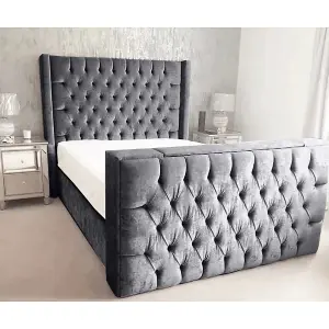 Lokie Plush Velvet Steel TV Bed Frame