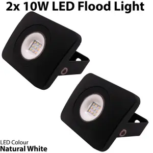 PREMIUM 2x Slim Outdoor 10W LED Floodlight Bright Security IP65 Waterproof Light