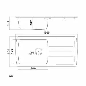 Liquida ZEN150BL 1.5 Bowl Composite Reversible Black Kitchen Sink And Waste Kit