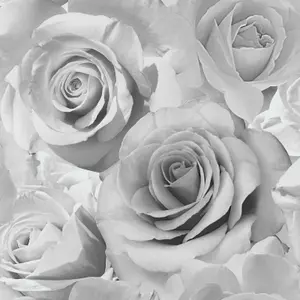 Muriva Bella Grey Flower Wall Rose Bloom 3D Effect Floral Designer Wallpaper