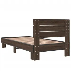 Berkfield Bed Frame without Mattress Brown Oak 75x190 cm Small Single