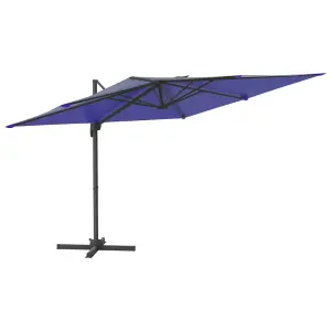 Berkfield LED Cantilever Garden Parasol Azure Blue 400x300 cm